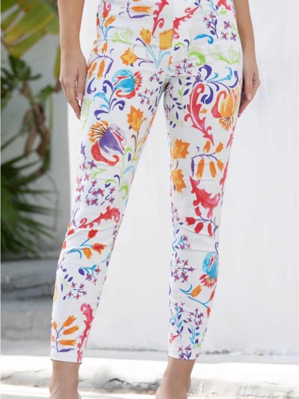 Spring Garden Floral Skinny Pants | Boutique Stretch Ankle Pants